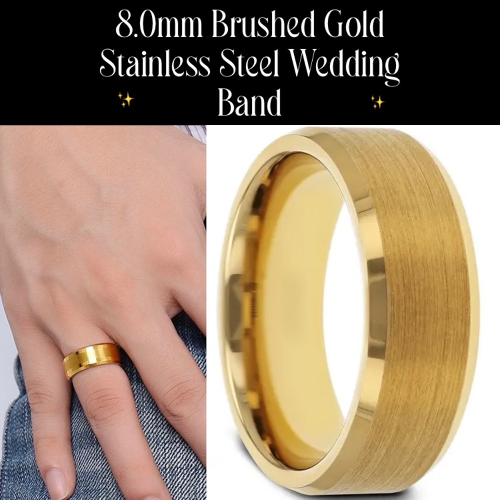 3-$15 Classy Men's 8.0mm Stainless Steel Wedding Band